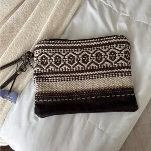 Brown and Cream Patterned Clutch